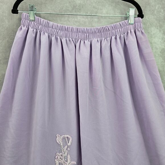 Purple Lace Asymmetrical Rhinestone Lace Cottage Retro Skirt Plus 4XL - Picture 3 of 6